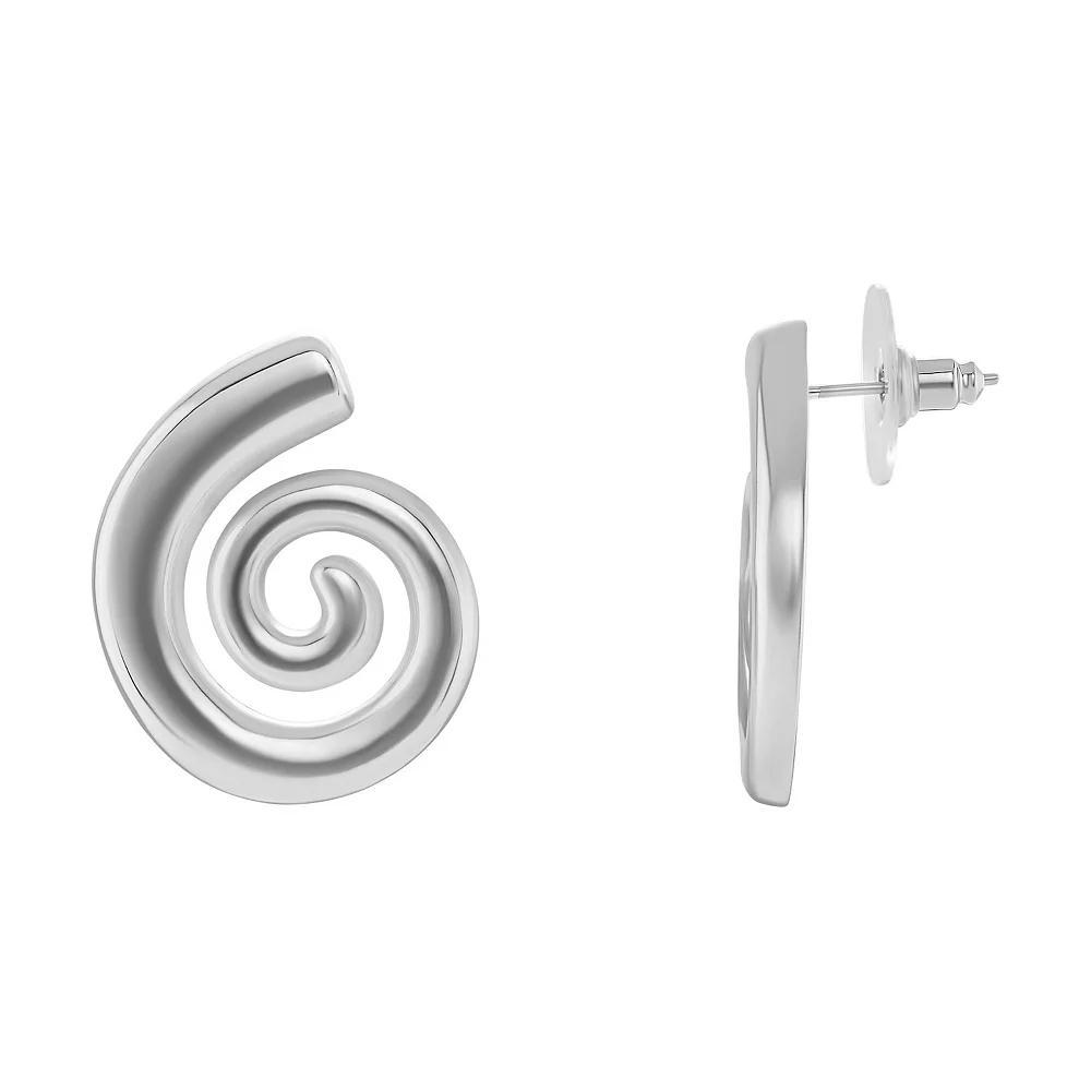 Emberly Polished Swirl Stud Earrings, Women's, Gray Product Image