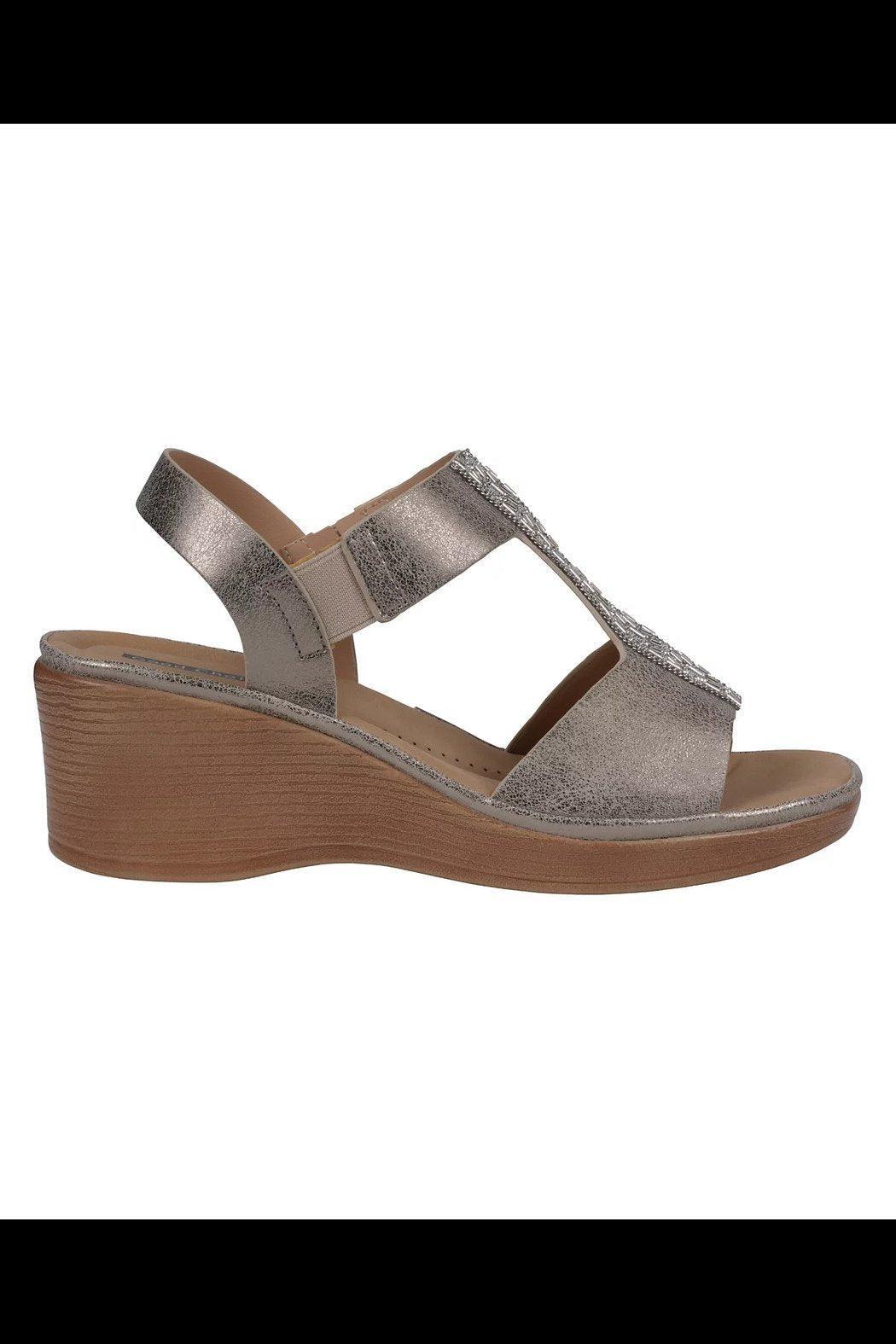 Pewter Embellished Wedge Sandal Product Image