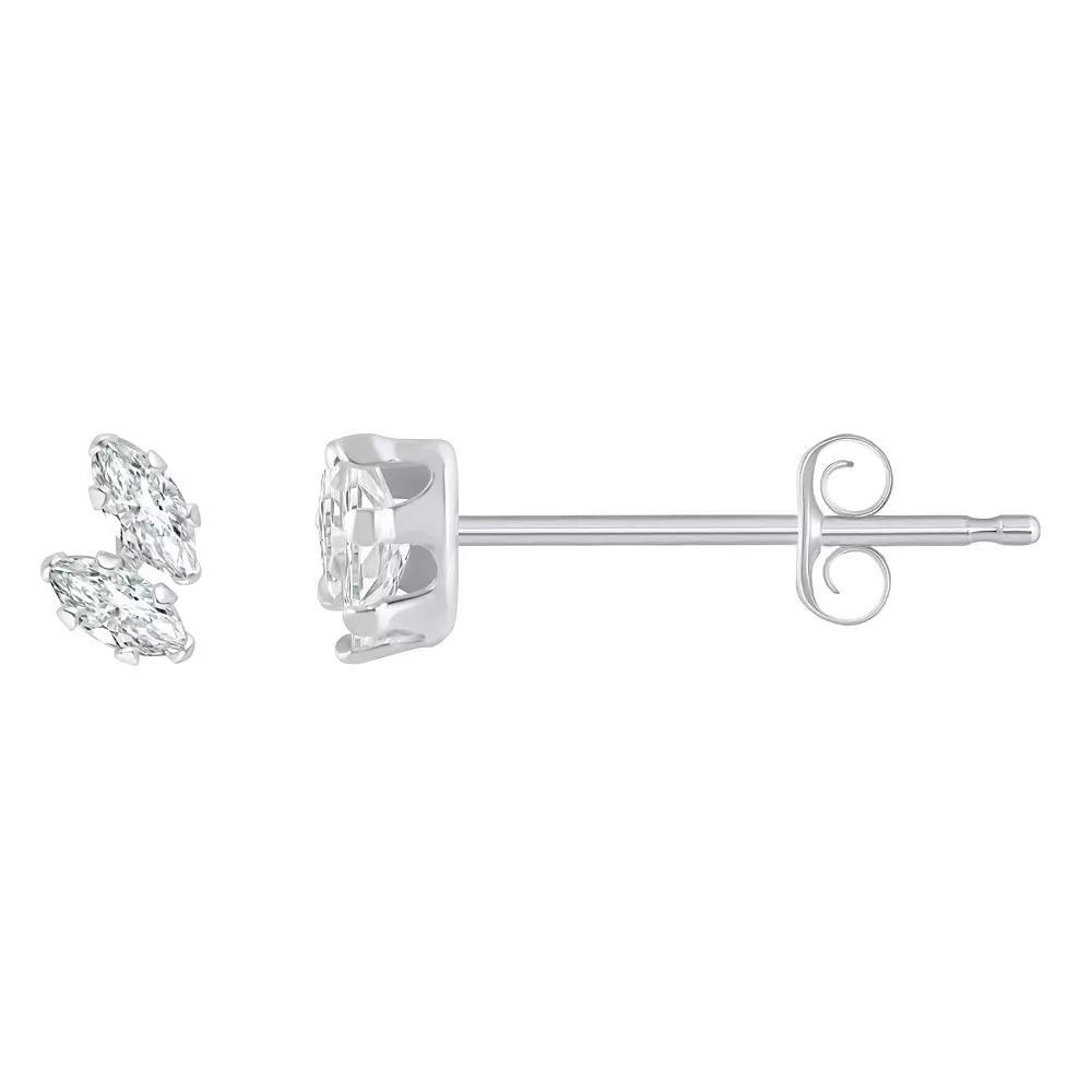 Celebration Gems 10k Gold Marquise Cubic Zirconia Stud Earrings, Women's, 10k White Gold Product Image