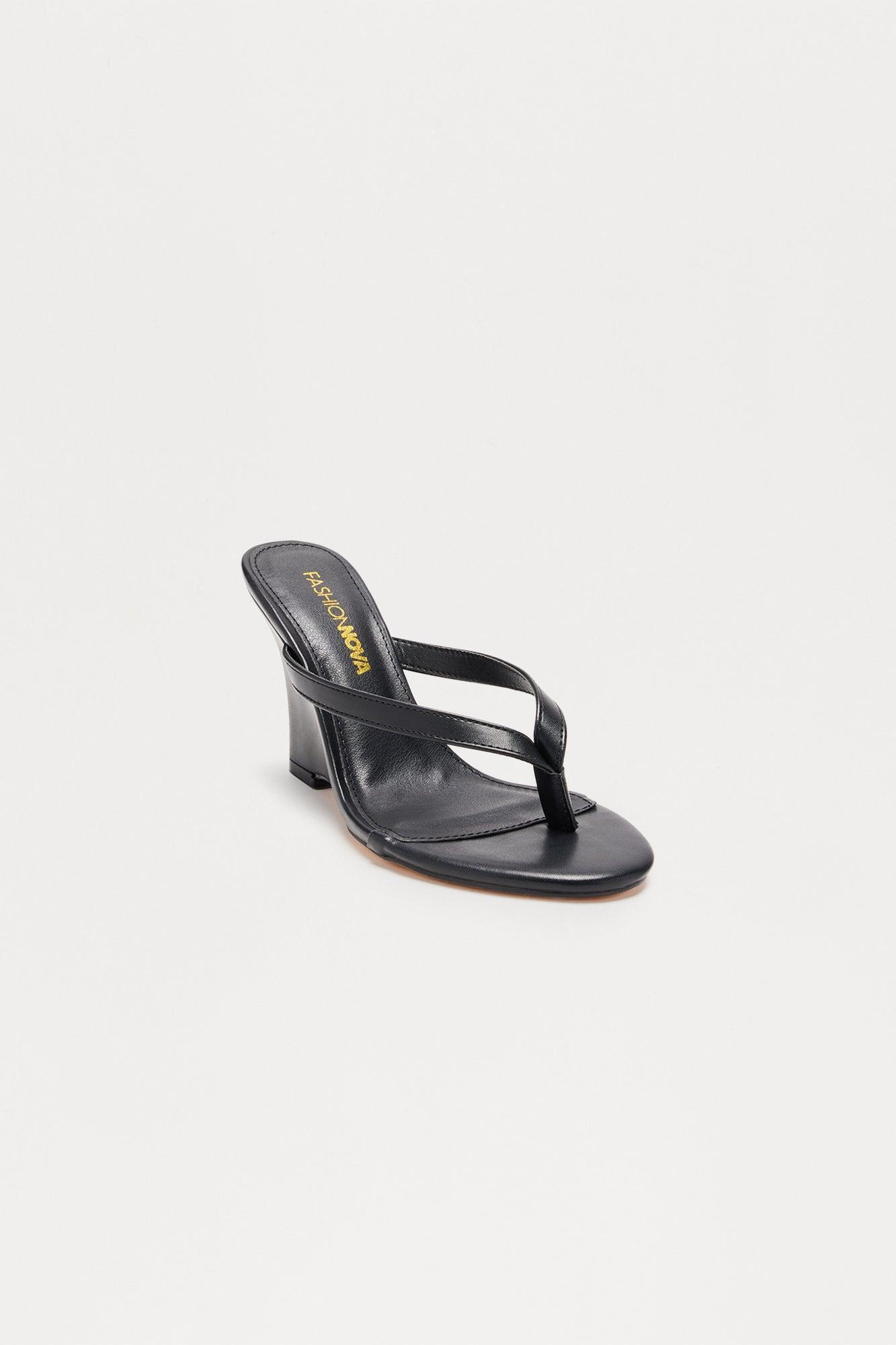 Rattle Metallic Thong Wedges - Black Product Image
