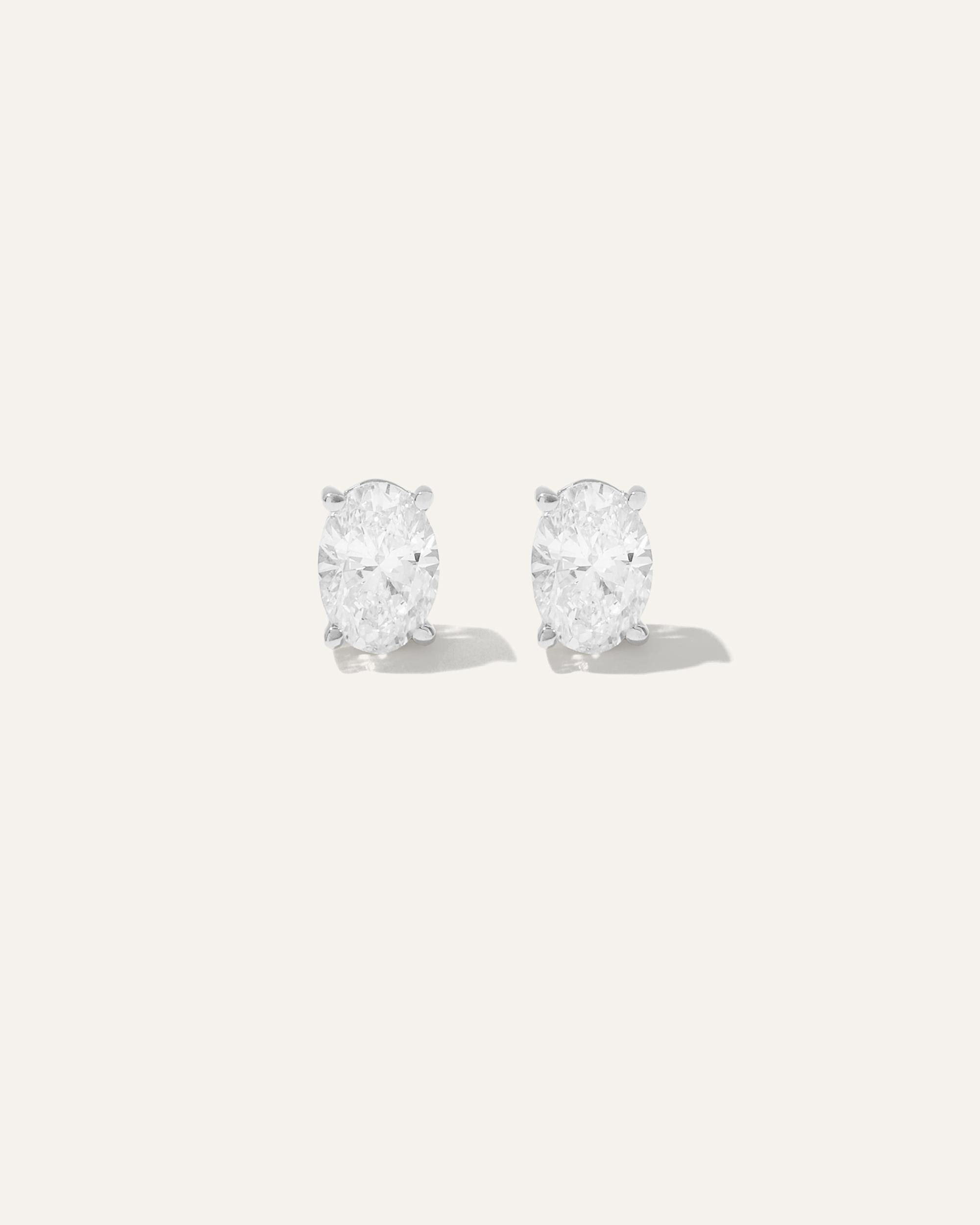 Quince | Women's 14k Gold Lab Grown Diamond Oval Solitaire Studs Product Image