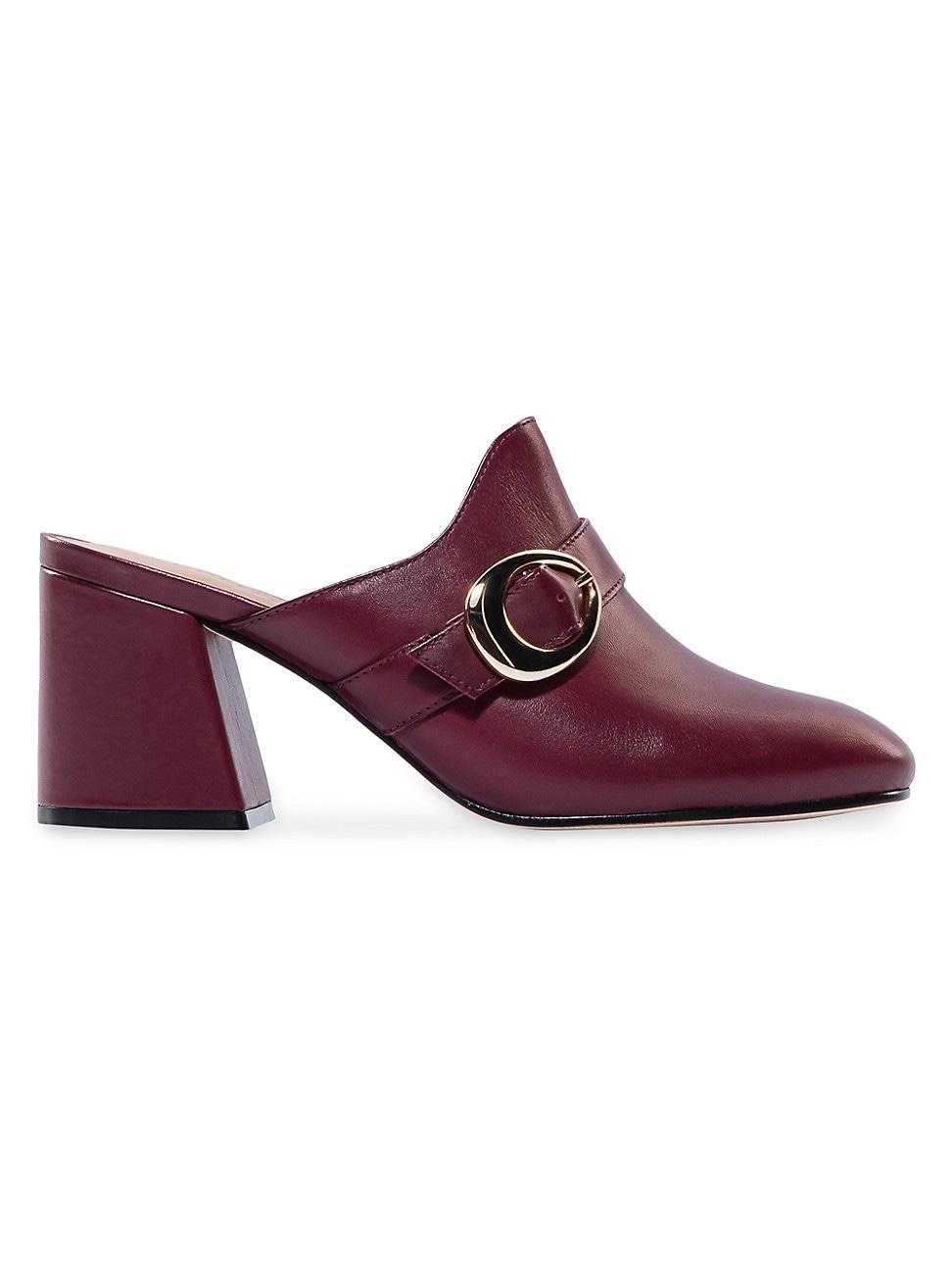 Womens Natasia Leather Mid Heel Mules Product Image