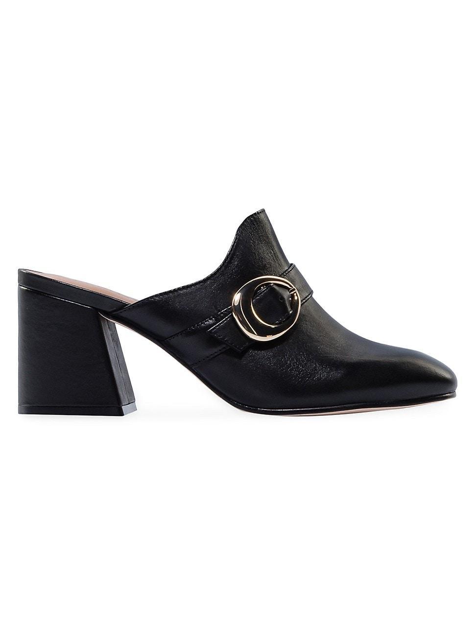 Womens Natasia Leather Mid Heel Mules Product Image