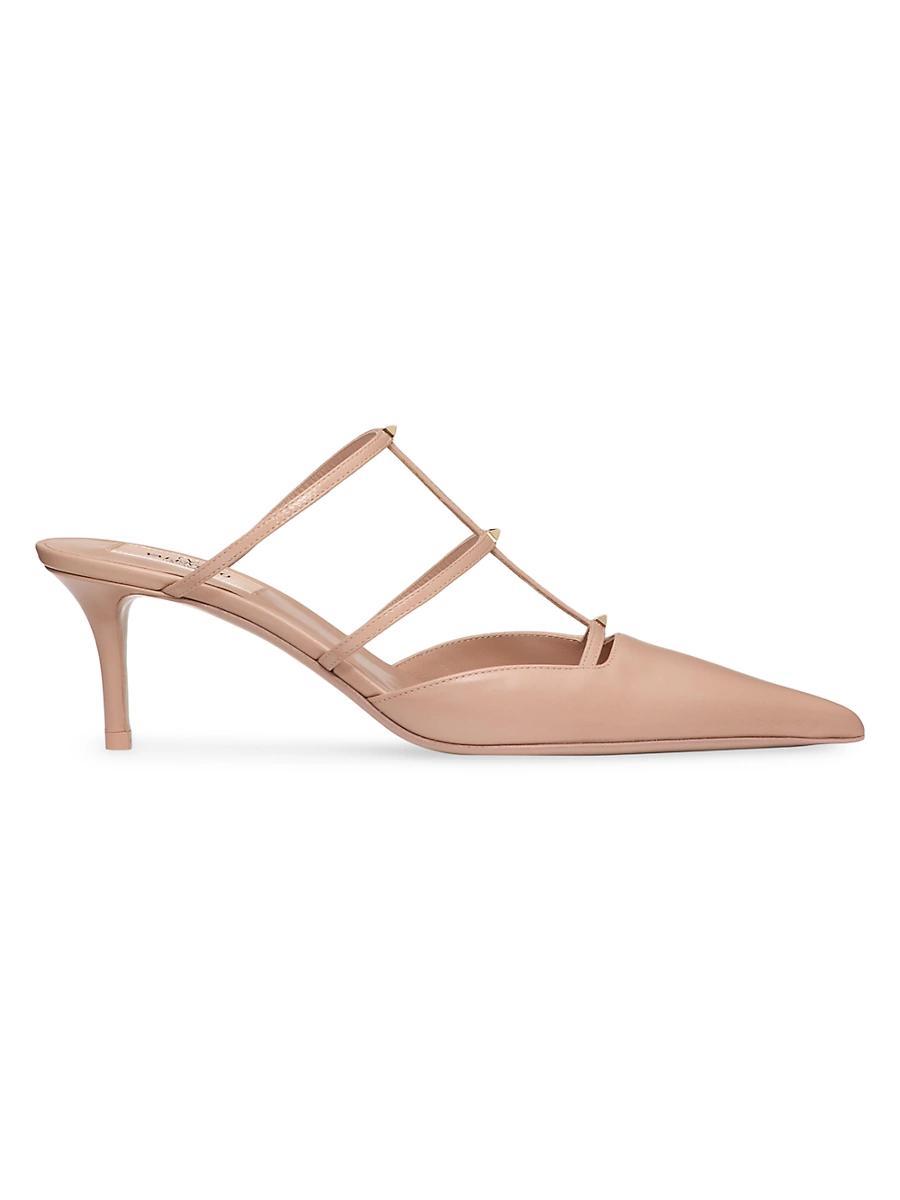Womens Rockstud Wispy Calfskin Mules 60MM Product Image