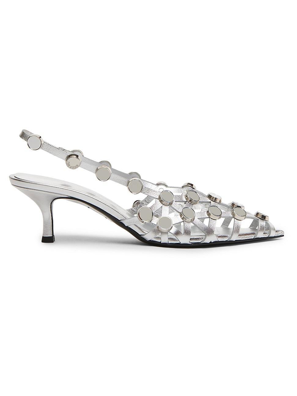 Womens Grid 50MM Leather Slingback Pumps Product Image