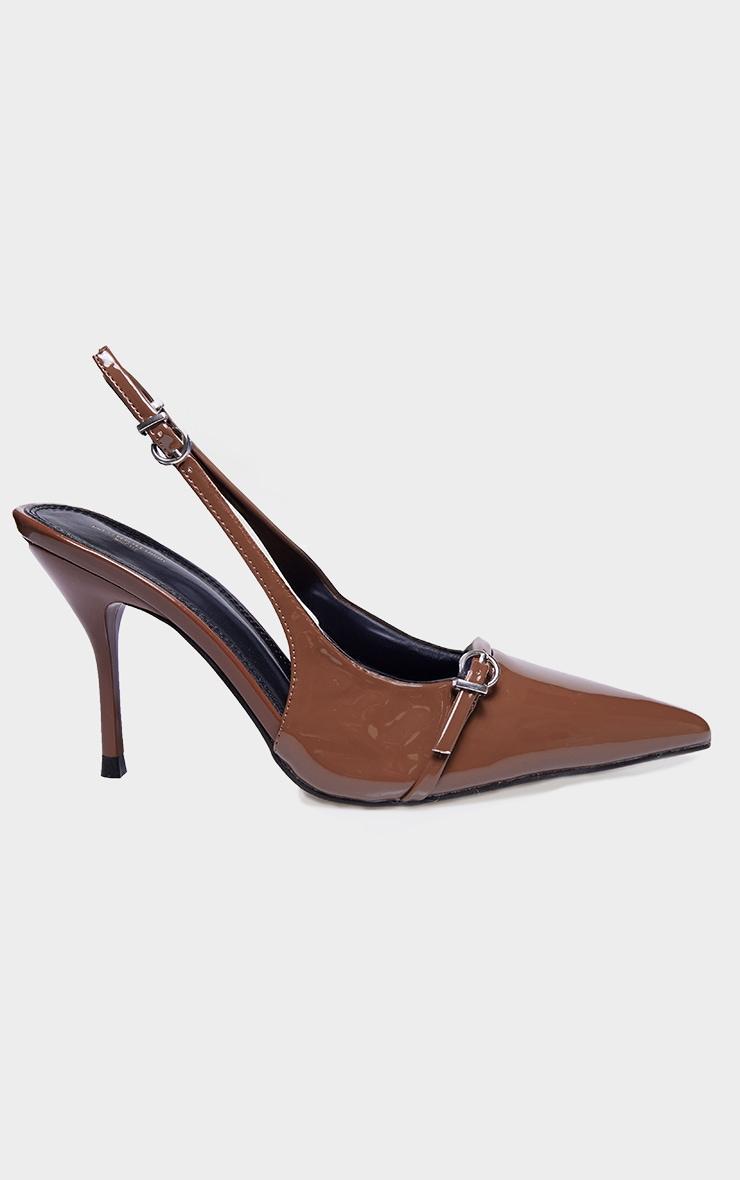 Chocolate PU Wide Fit Point Toe Heeled Sandals Product Image