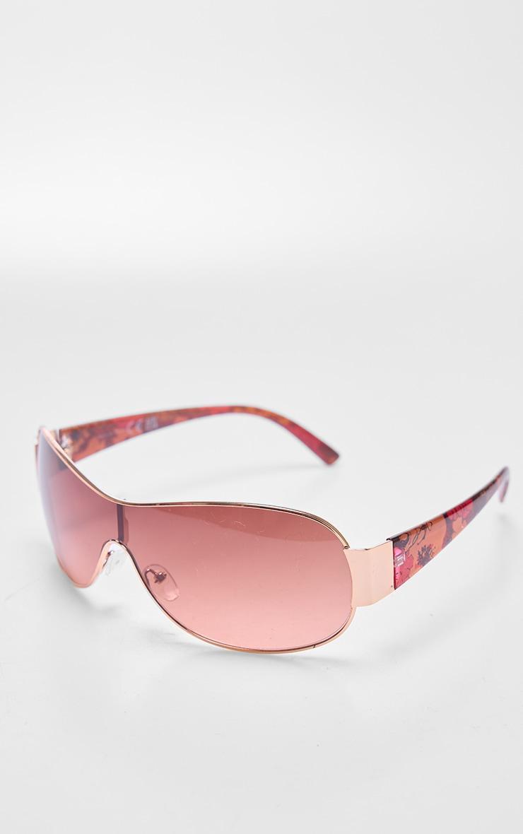 Beige Frame Retro Visor Sunglasses Product Image