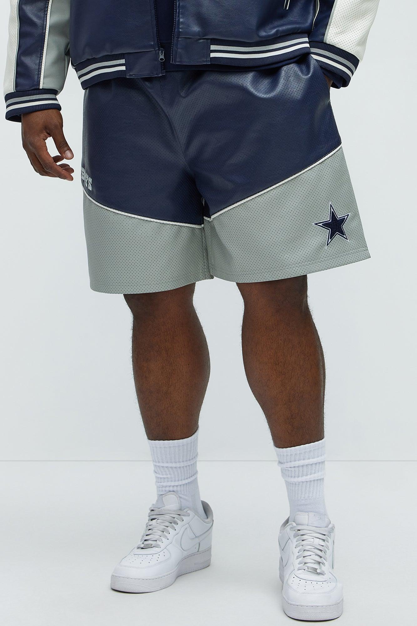 Cowboys Up And Down The Court Faux Leather Shorts - Navy Product Image