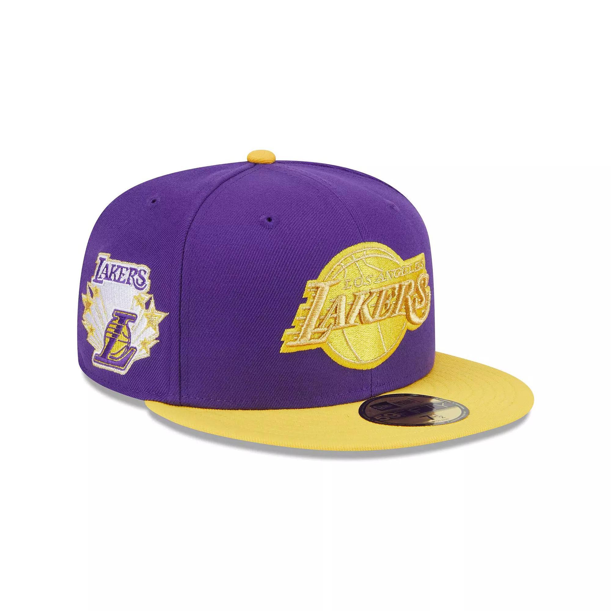 Men's New Era Purple/Gold Los Angeles Lakers Gameday Gold Pop Stars 59FIFTY Fitted Hat, Size: 7 1/2 Product Image