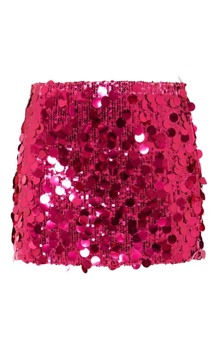 Hot Pink Full Sequin Low Rise Micro Mini Skirt Product Image