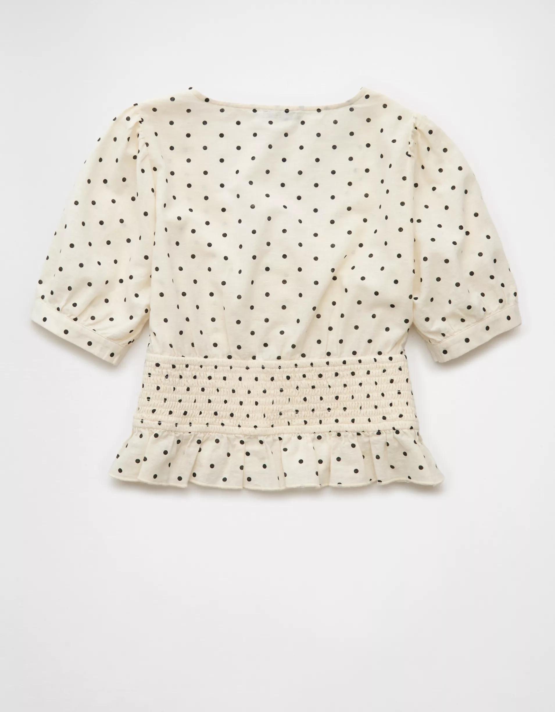 AE V-Neck Puff Sleeve Corset Shirt Product Image