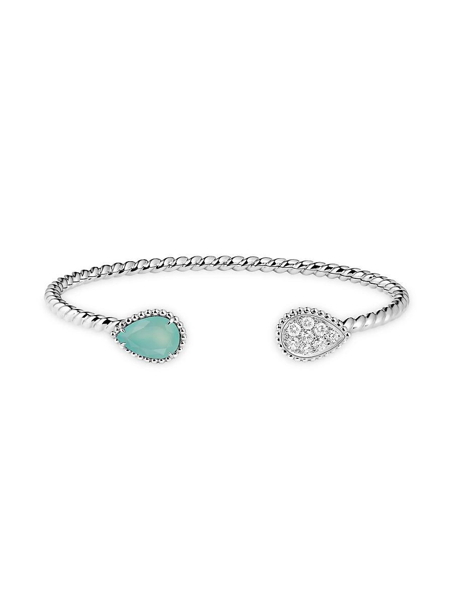 Womens Serpent Bohme 18K White Gold, Aquaprase & 0.32 TCW Diamond Cuff Product Image