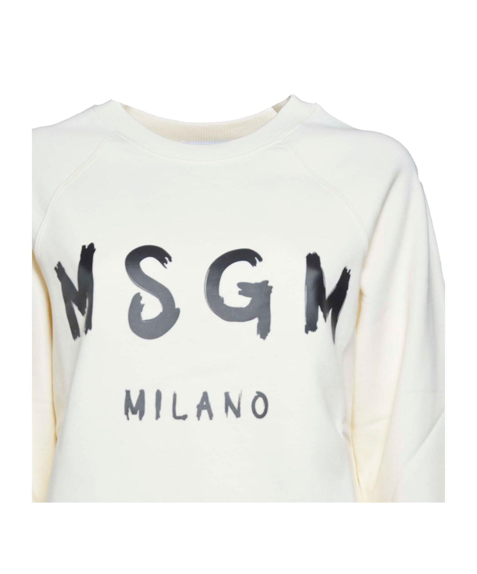 MSGM Logo Printed Ribbed Sweatshirt In Panna Product Image