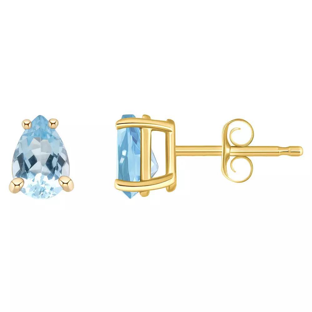 Celebration Gems 14k White Gold Pear Shape Gemstone Stud Earrings, Women's, Aquamarine Product Image