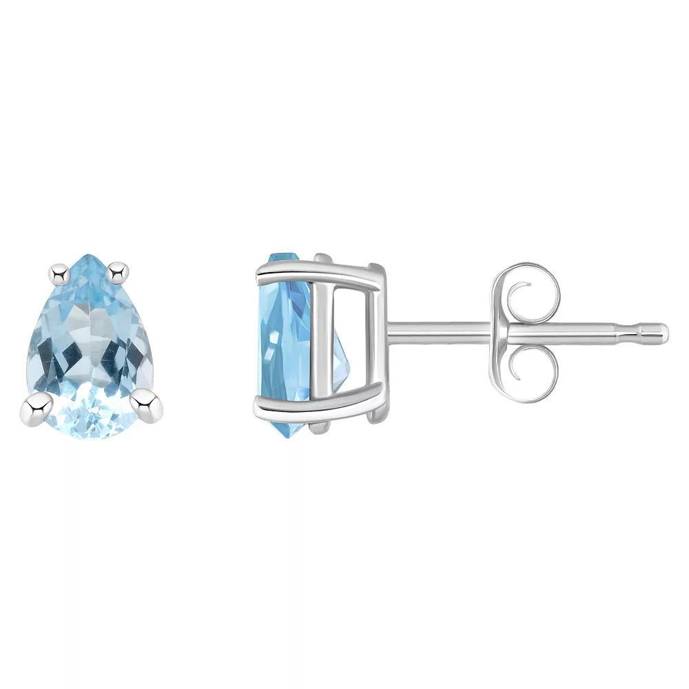 Celebration Gems 14k White Gold Pear Shape Gemstone Stud Earrings, Women's, Aquamarine Product Image