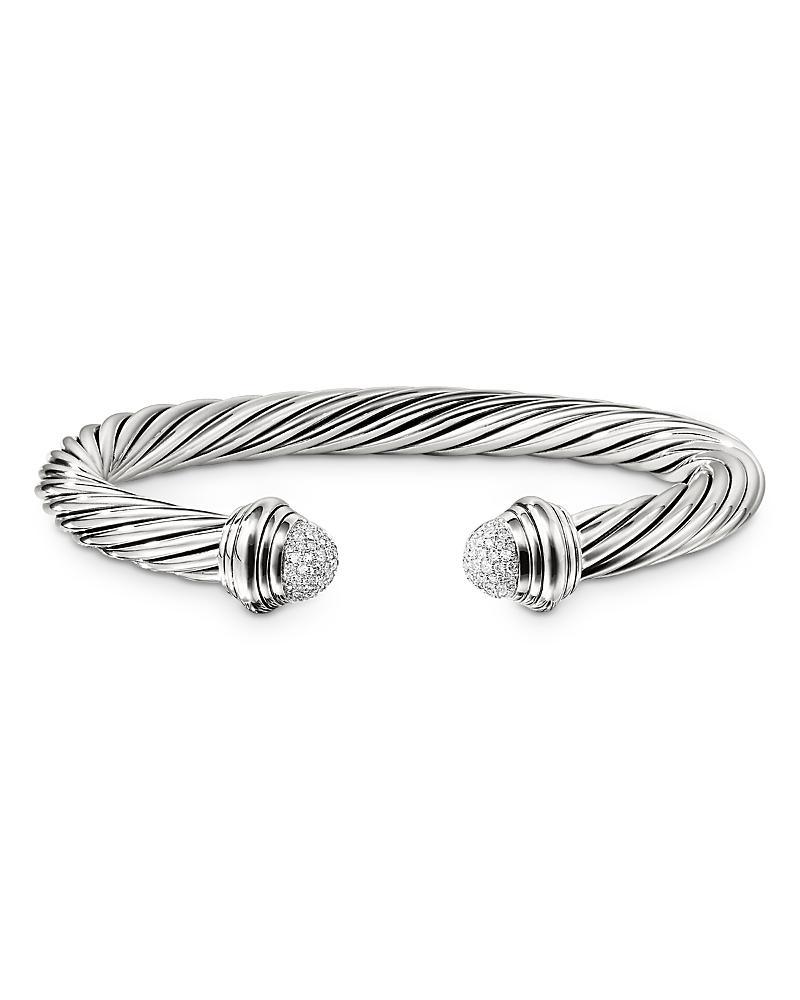 David Yurman Sterling Silver Cable Bracelet with Diamonds Product Image