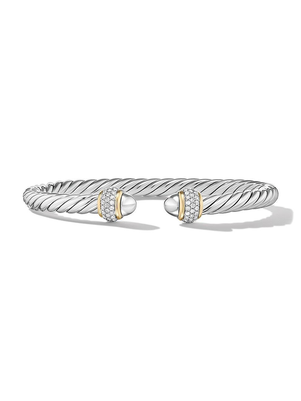 David Yurman Cable Bracelet in Sterling Domes with 18K Yellow Gold and Diamonds Product Image
