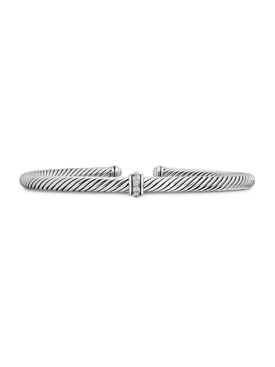 4mm Cable Station Bracelet w/ Diamonds Product Image