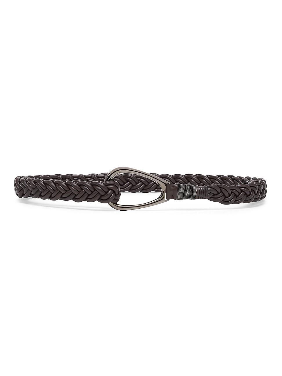 Womens Braided Nappa Leather Belt with Precious Detail Product Image