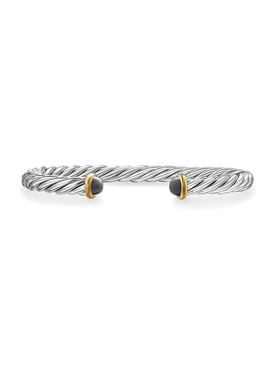 David Yurman Mens Cable Cuff Bracelet in Sterling Silver with 14K Yellow Gold and Hematine, 6mm Product Image