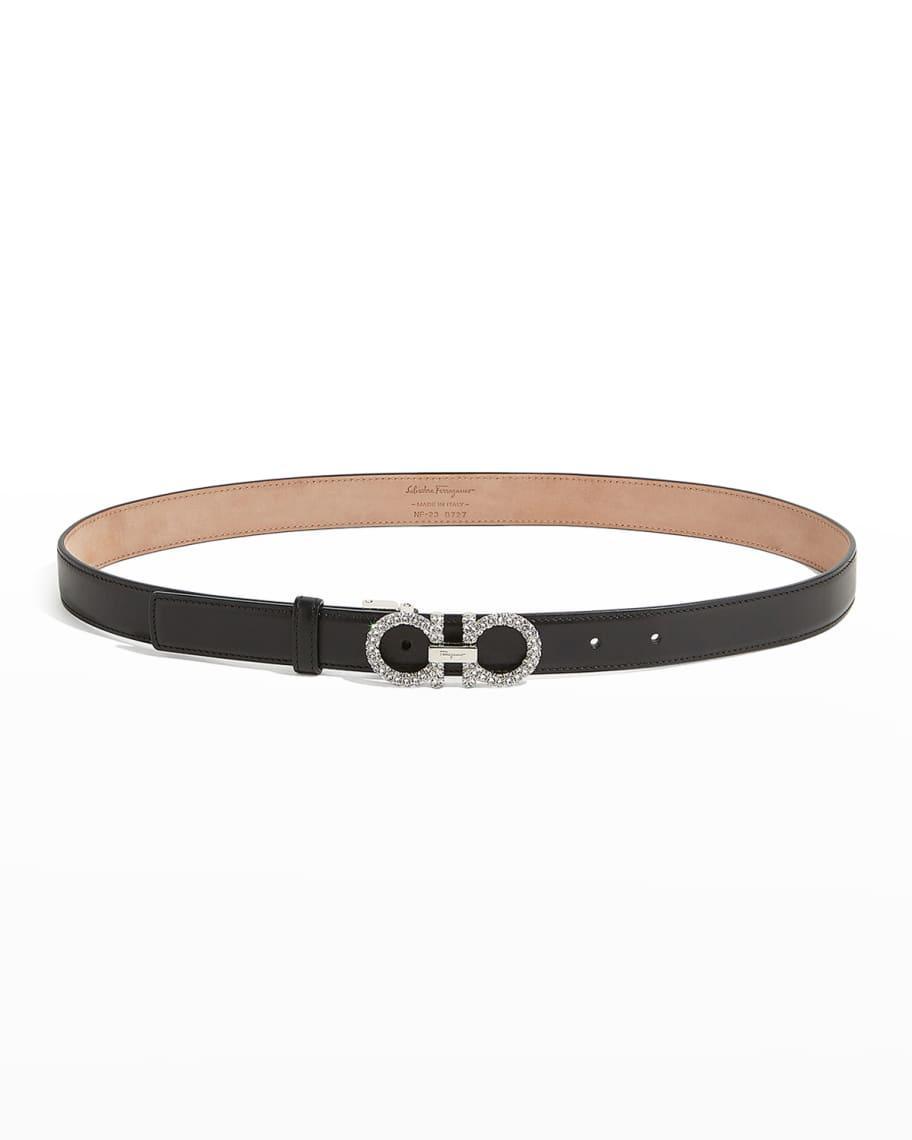 Strass Gancini-Buckle Leather Belt Product Image