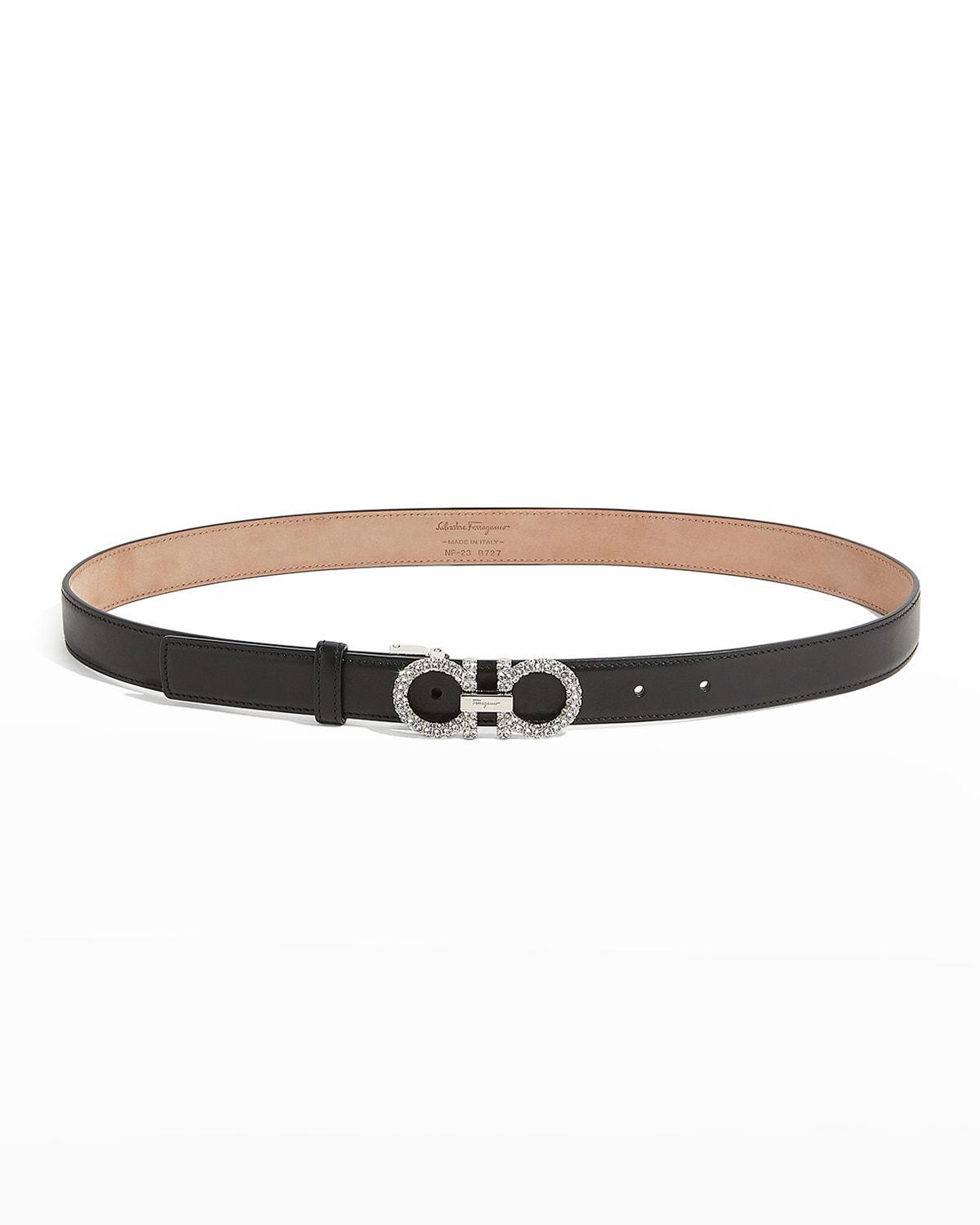Strass Gancini-Buckle Leather Belt Product Image