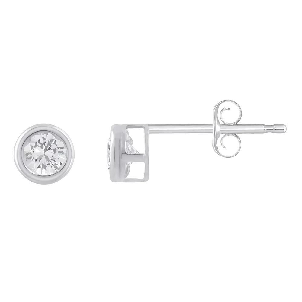 Celebration Gems 10k White Gold 3 mm Round Gemstone Stud Earrings, Women's, White Topaz Product Image