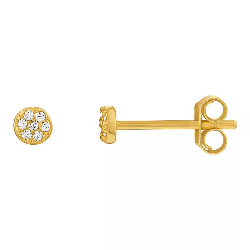 PRIMROSE Sterling Silver Cubic Zirconia Round Pave Stud Earrings, Women's, Gold Tone Sterling Product Image