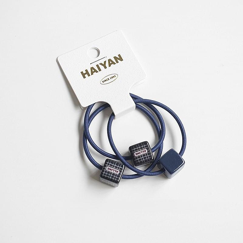 Set of 3: Plaid Cube Hair Tie + Plain Hair Tie Product Image