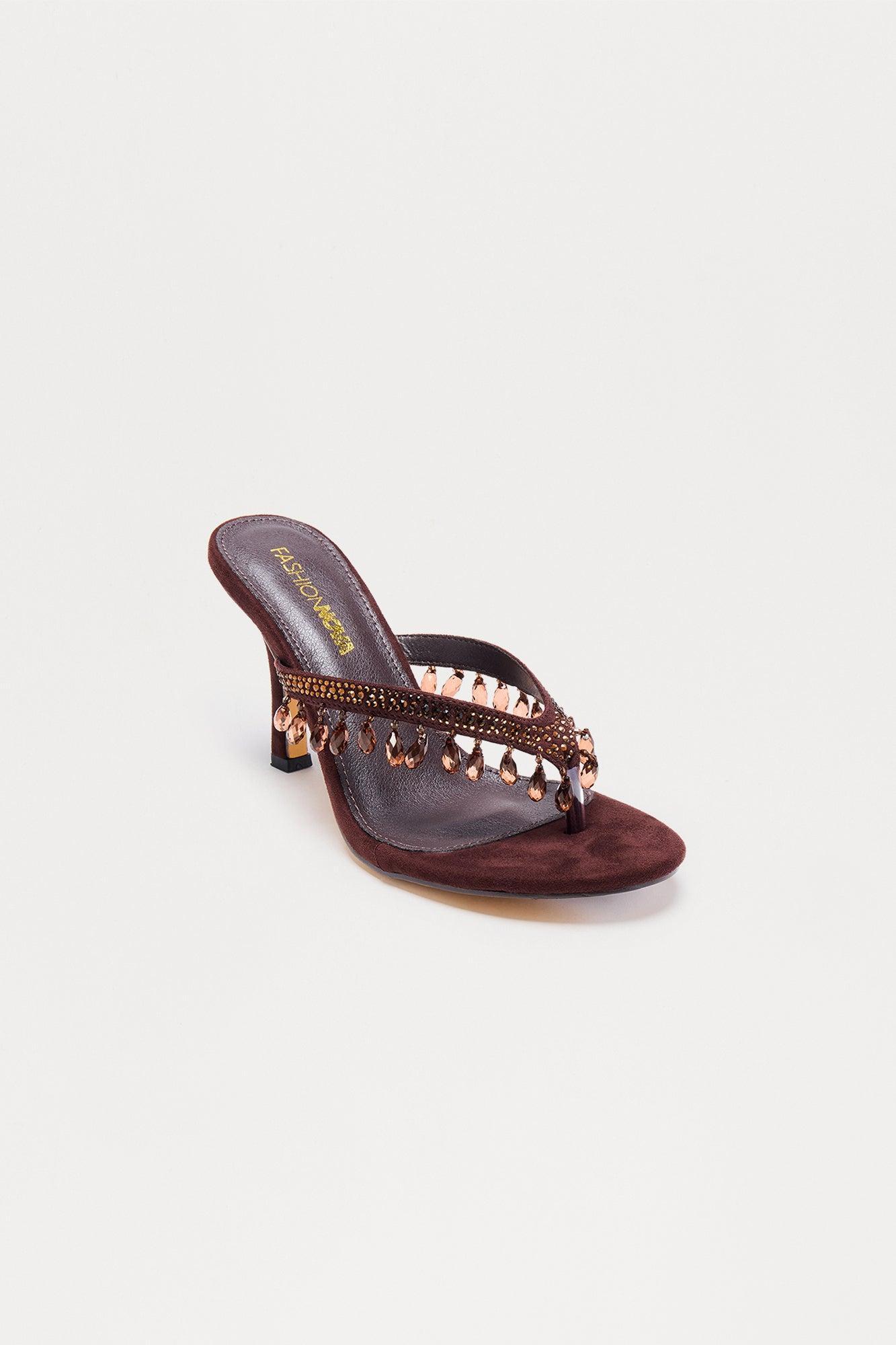 Sensation Jewel Thong Heels - Chocolate Female Product Image