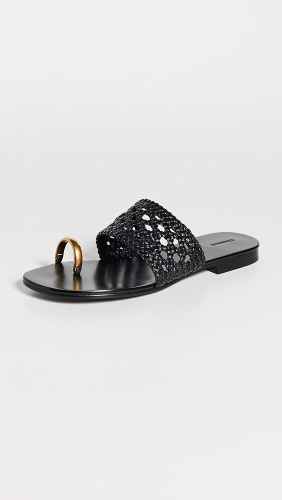 SIMKHAI Ariana Woven Leather Sandals with Metal Toe Ring | Shopbop Product Image