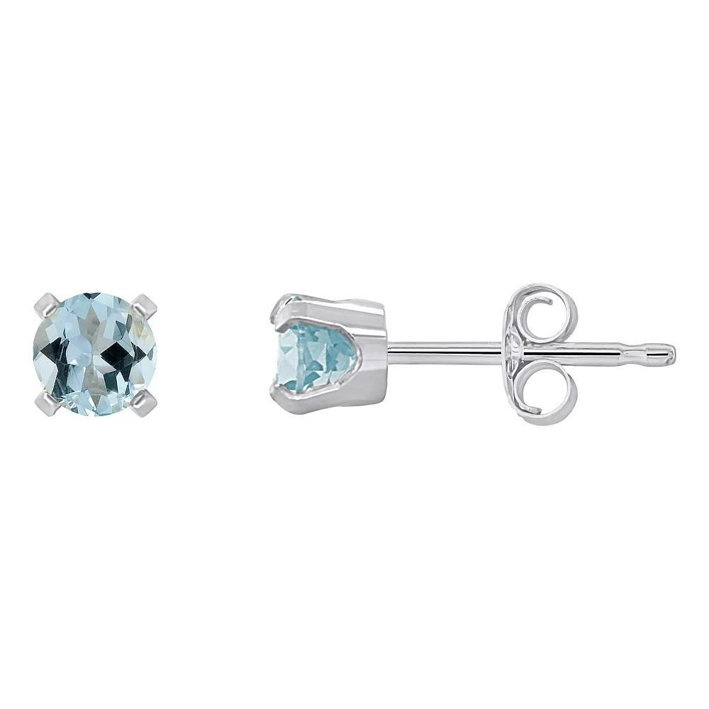 Celebration Gems 14k White Gold Round Gemstone Stud Earrings, Womens, Aquamarine Product Image