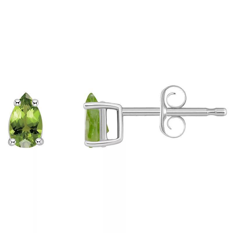 14k Gold Pear Shape Birthstone Stud Earrings, Women's, White Opal Oct Product Image