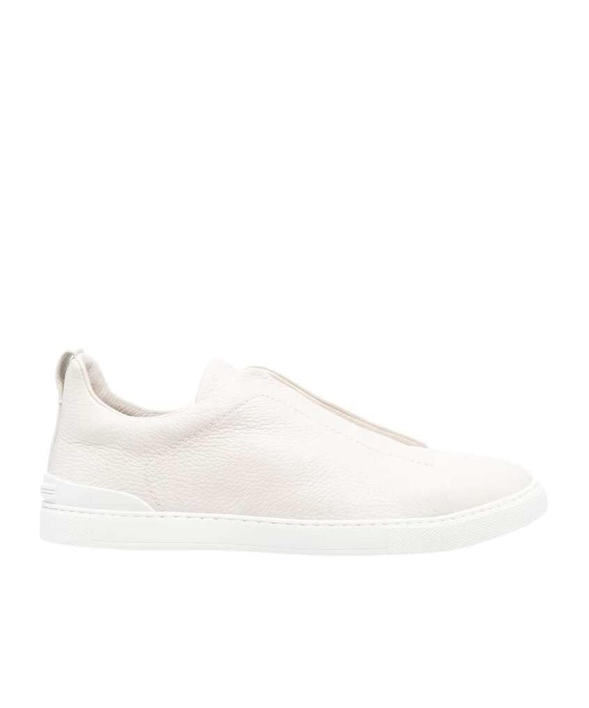 ZEGNA Triple Stitch Low-top Sneakers In Off White Product Image