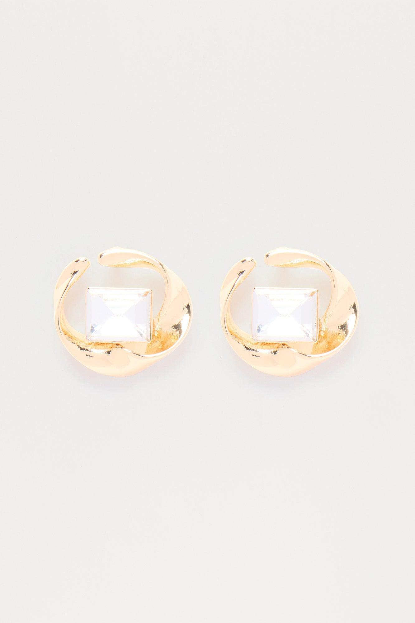 Pleasing Jeweled Stud Earrings - Gold Female Product Image