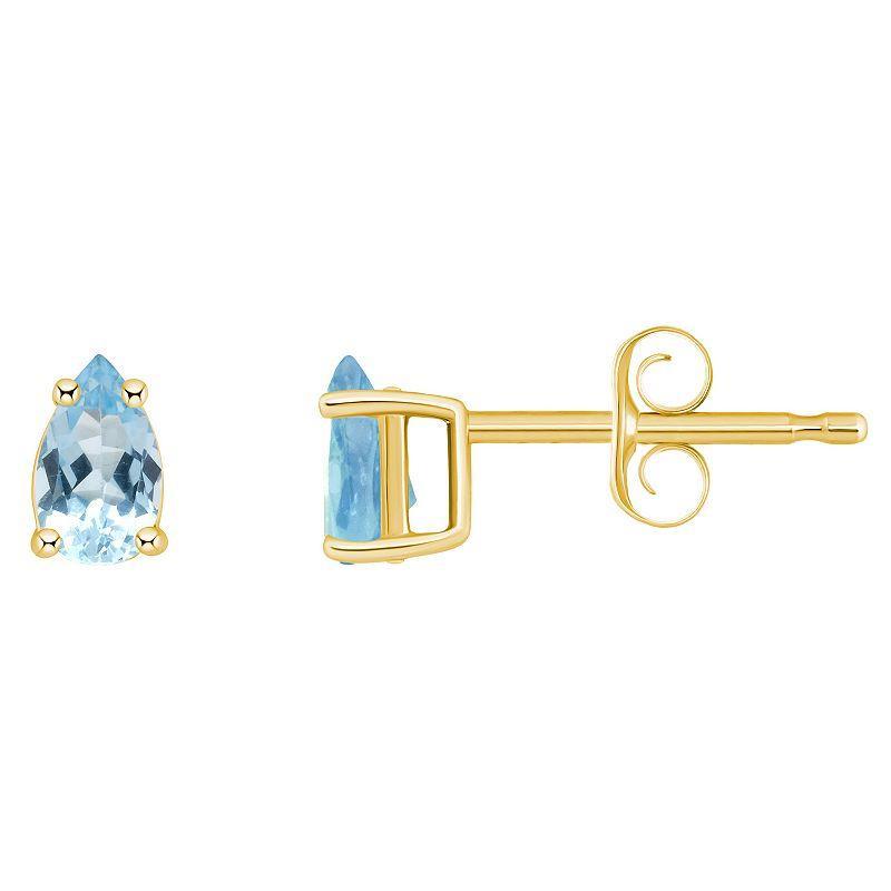 14k Gold Pear Shape Birthstone Stud Earrings, Women's, Red Jan Product Image