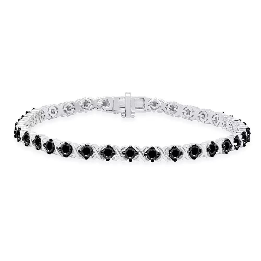 Sterling Silver 3 Carat T.W. Black Diamond X & O Bracelet, Women's, Size: 7.5" Product Image