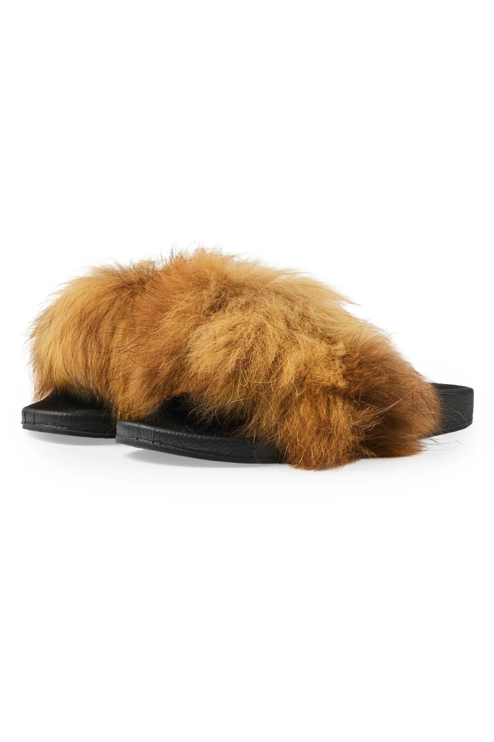 Jamonty Brown Fur Slides Female Product Image
