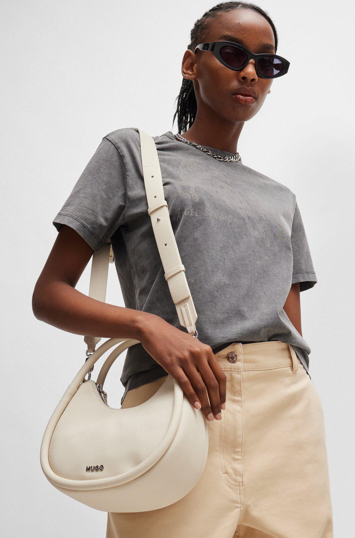 Faux-leather crossbody bag with logo lettering Product Image