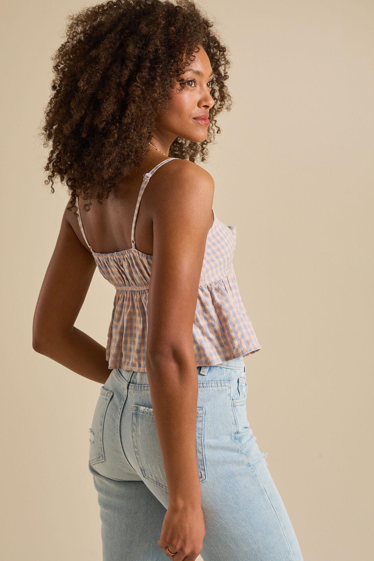 Meredith Gingham Tie Front Top Product Image