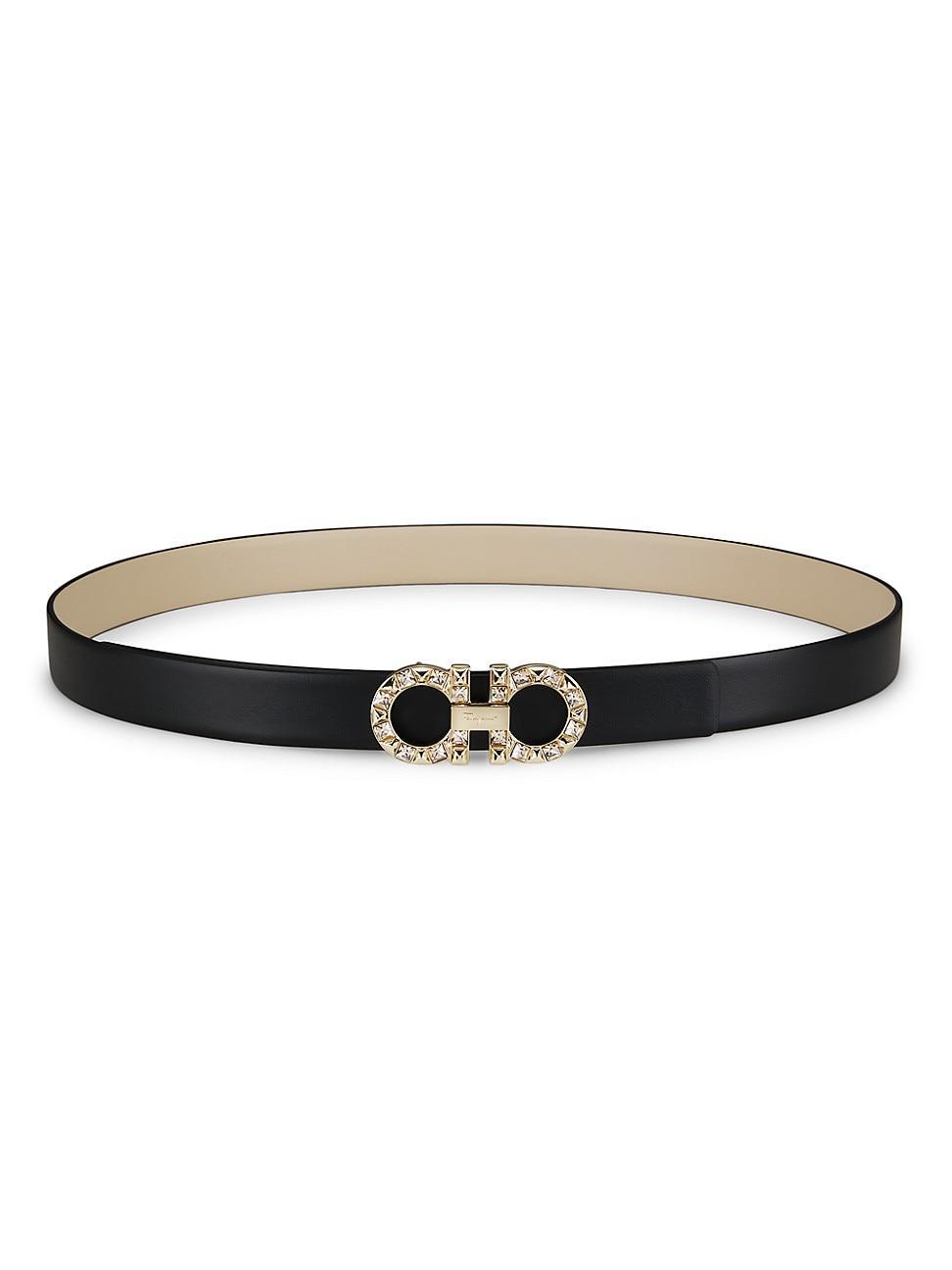 Womens Gancini Adjustable Cut-to-Size Reversible Hammered Leather Belt Product Image