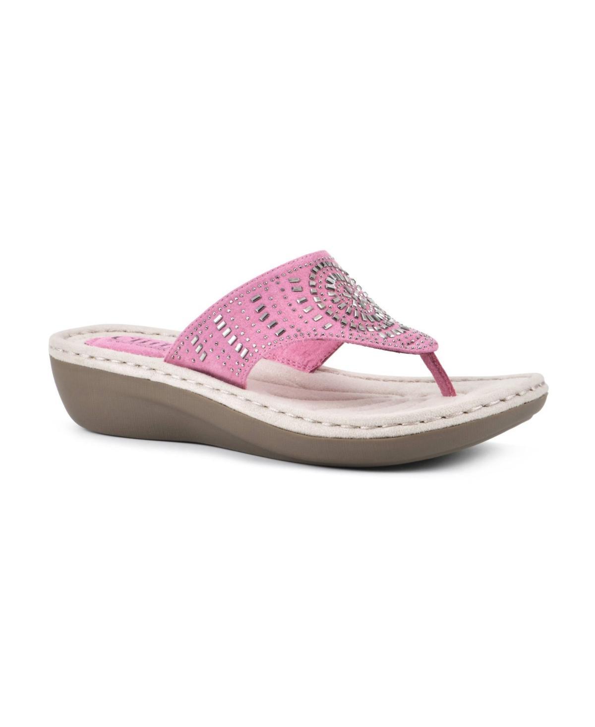 Cliffs By White Mountain Cienna Women's Thong Sandals, Size: 8.5 Wide, White Fabric Product Image