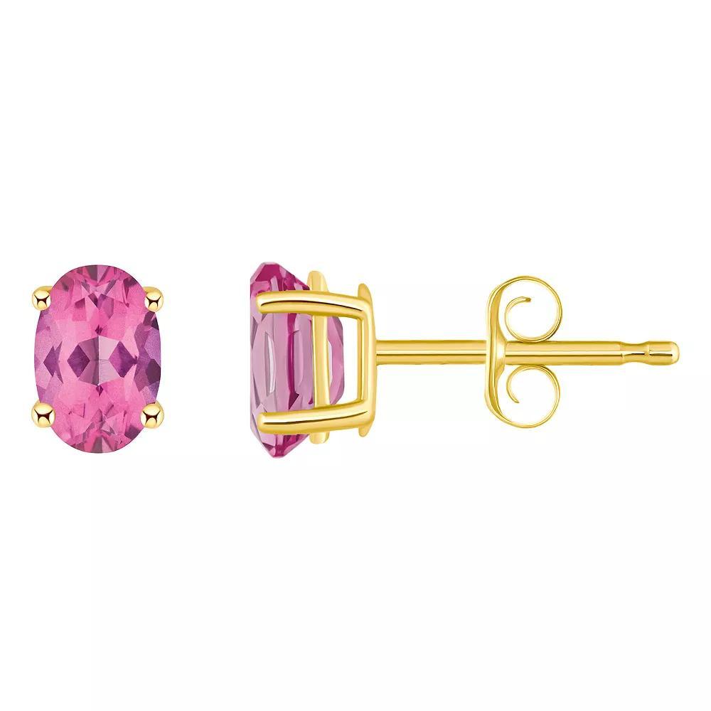 Celebration Gems 14k Gold Oval Gemstone Stud Earrings, Womens, Red Product Image