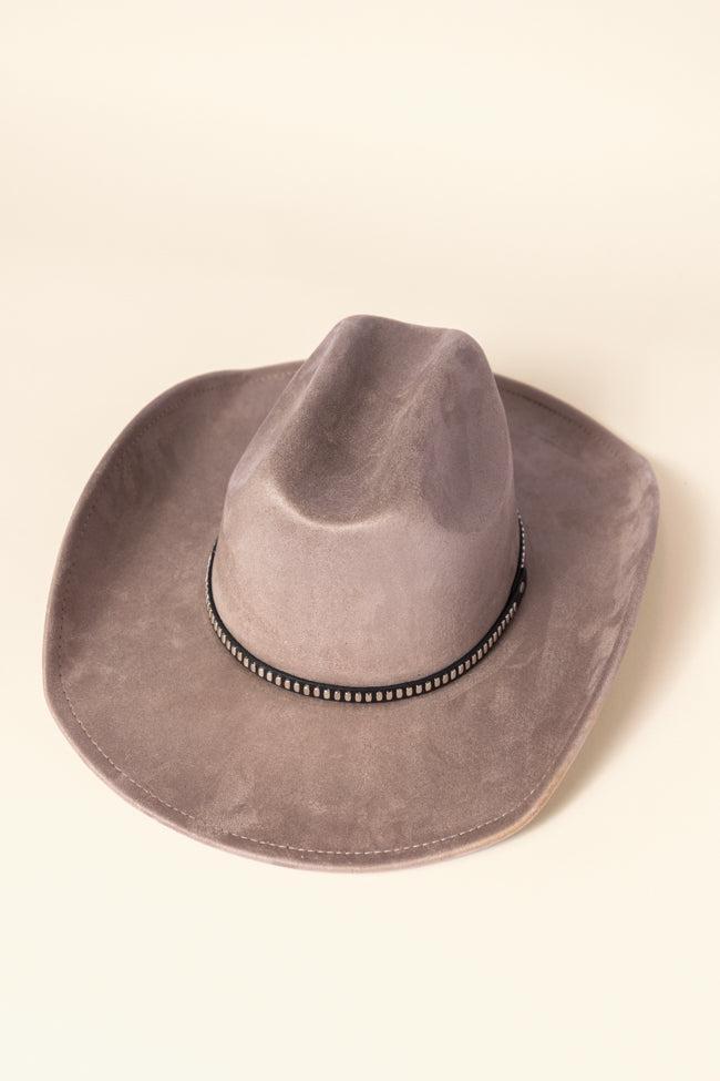 Taupe Rectangle Stud Band Cowboy Hat Product Image