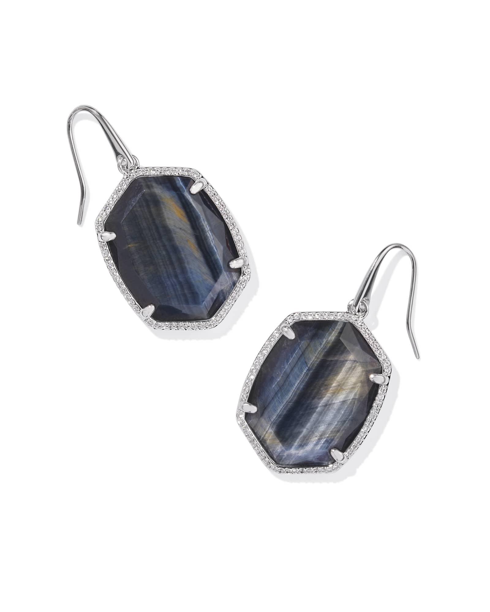 Daphne Gold Pave Frame Drop Earrings in Green Malachite Product Image