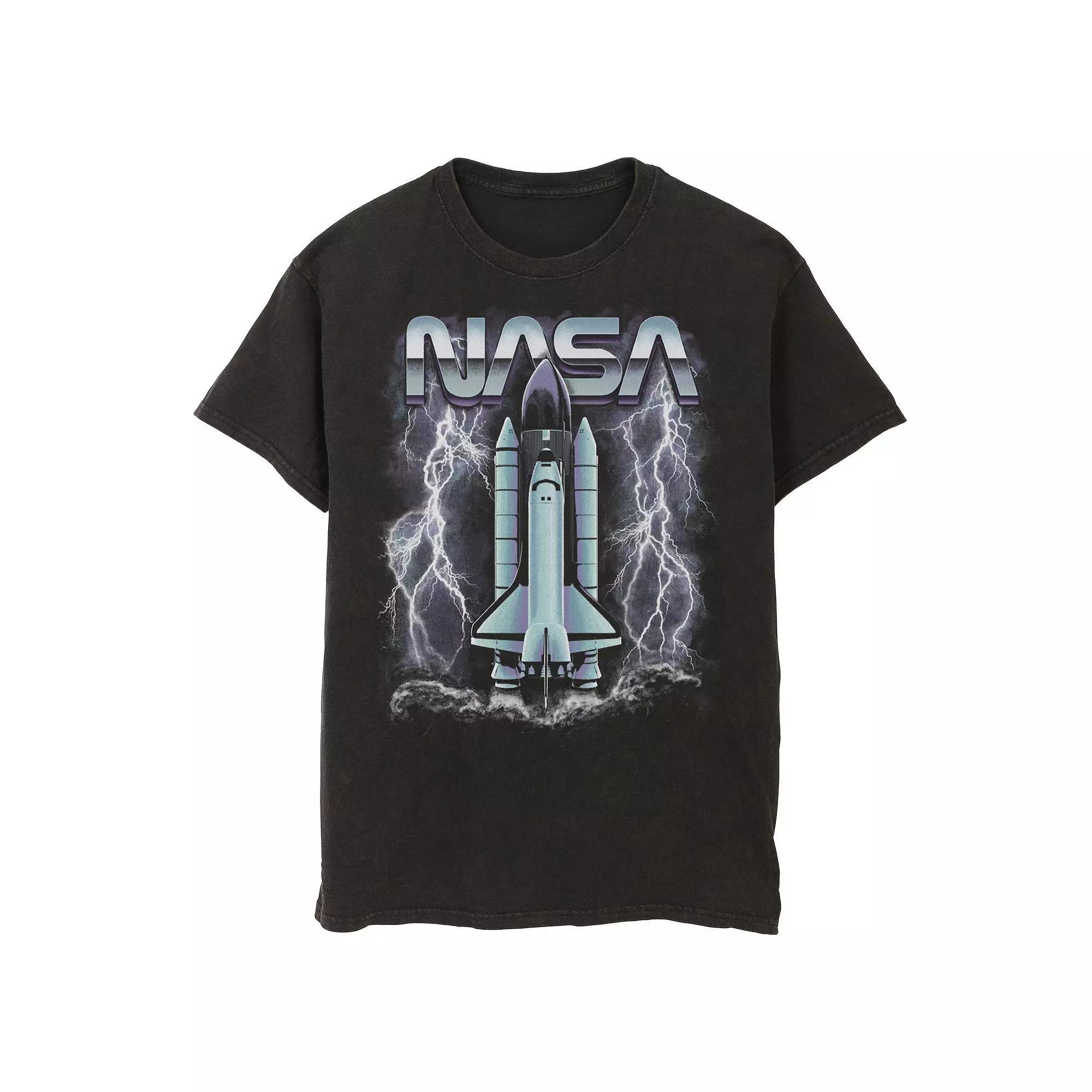 Men's NASA Rocket Ship Struck By Lightning Graphic Tee, Size: XXL, Black Product Image