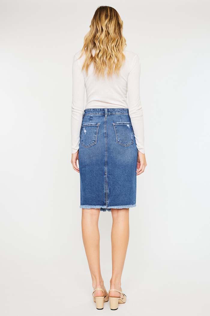 Mid Rise Asymmetrical Midi Skirt Product Image