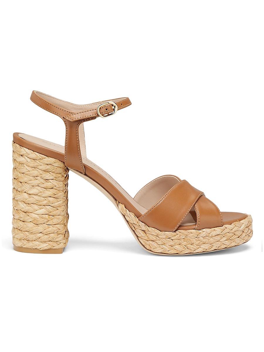 Womens Dayna 90MM Leather & Raffia Platform Sandals Product Image