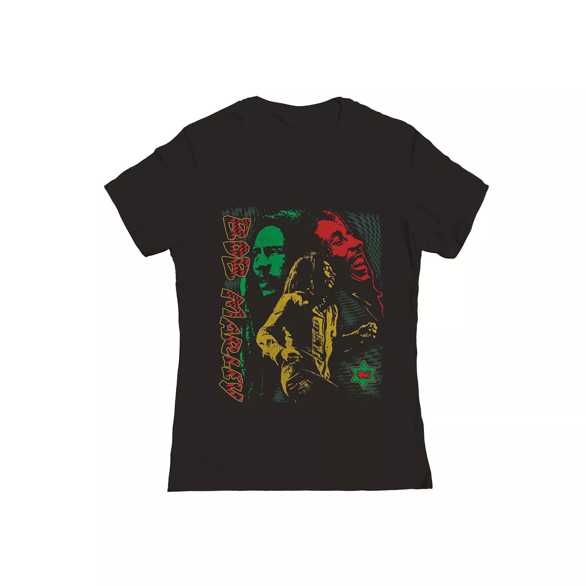 Junior's Bob Marley Trenchtown Graphic Tee, Women's, Size: XL, Black Product Image