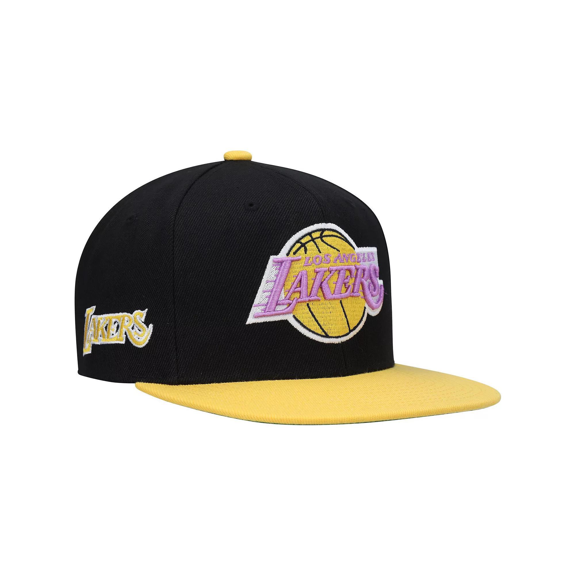 Men's Mitchell & Ness Black/Gold Los Angeles Lakers Hardwood Classics Snapback Hat Product Image